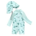 thumbnail image 1 of Kiijoy Boys Long Sleeve Rash Guard Swimsuit UPF 50+ Bathing Suit with Hat, Sizes 0-3T, 1 of 2