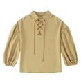 thumbnail image 1 of Kiijoy Boys Long Sleeve Retro Medieval Shirt Cotton Linen Solid Lace Up Shirt, Sizes 9-10, 1 of 7