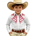 thumbnail image 1 of Kiijoy Boys Long Sleeve Western Cowboy Shirt Youth Vintage Button Up Shirt, White, 6-7 Years, 1 of 3