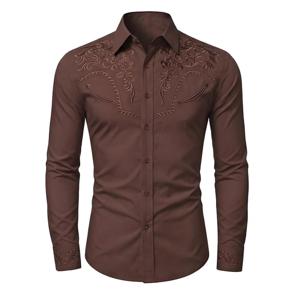 Kiijoy Boys Long Sleeve Western Shirt Cowboy Print Button Down Shirt for Kids, Sizes 4-13