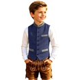 thumbnail image 1 of Kiijoy Boys Party Vest Button-Down Mandarin Collar Corduroy Waistcoat, Blue, 7-8 Years, 1 of 4