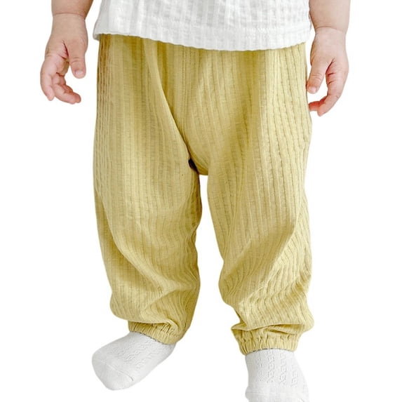 Kiijoy Boys Pull On Pants Loose Lightweight Loungewear Pants with Open Crotch, Sizes 6-9M