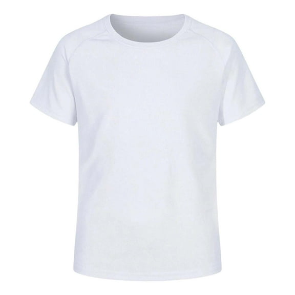 Kiijoy Boys Quick Dry Tee Short Sleeve Crew Neck T-Shirt Solid Casual Tshirt, Sizes 11-12