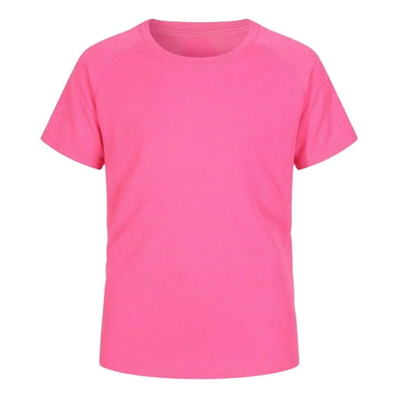 Kiijoy Boys Quick Dry Tee Short Sleeve Crew Neck T-Shirt Solid Casual Tshirt, Sizes 3-4