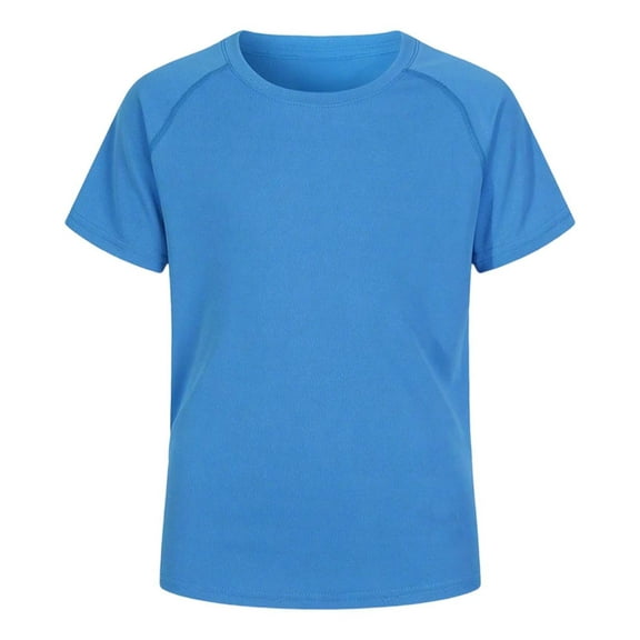 Kiijoy Boys Quick Dry Tee Short Sleeve Crew Neck T-Shirt Solid Casual Tshirt, Sizes 9-10