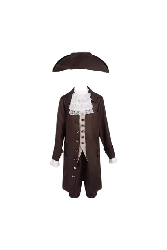 Boys Retro Dress Up Party Outfits Long Sleeve Jacket Pants Hat 5Pcs Set, Sizes 4-5