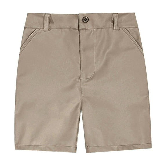 Kiijoy Boys School Uniform Flat Front Shorts Chino Twill Solid Dress Shorts, Sizes 13-14