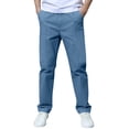 thumbnail image 1 of Kiijoy Boys School Uniform Pants Pull On Straight Fit Flat Front Pants, Blue, Sizes 4-14, 1 of 5