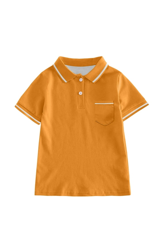 Boys School Uniform Short Sleeve Pocket Polo Shirt Kids Casual T-Shirt, Sizes 13-14