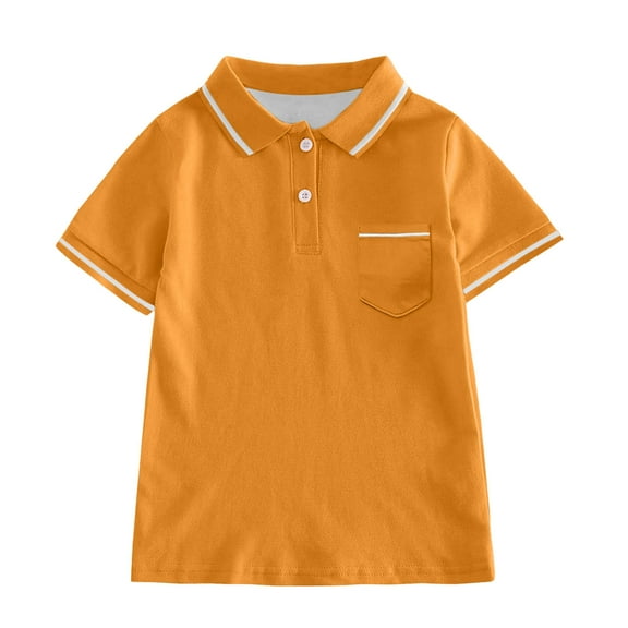 Kiijoy Boys School Uniform Short Sleeve Pocket Polo Shirt Kids Casual T-Shirt, Sizes 7-8