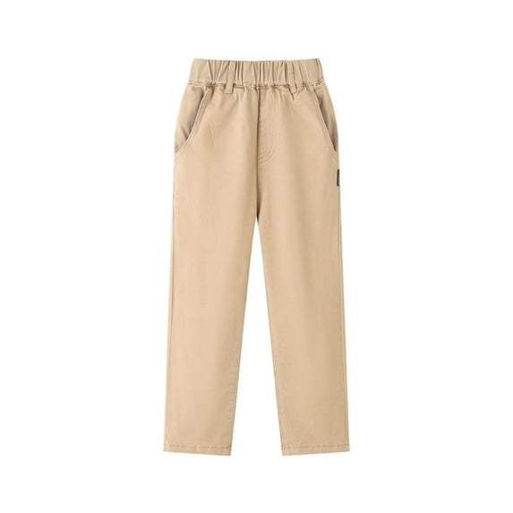 Kiijoy Boys School Uniform Trousers Pull-On Stretch Twill Khaki Pants, Sizes 3-12