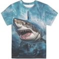 thumbnail image 1 of Kiijoy Boys Shark Graphic Tee Short Sleeve Crew Neck T-Shirt Kids Casual Top, Sizes 1-2, 1 of 2