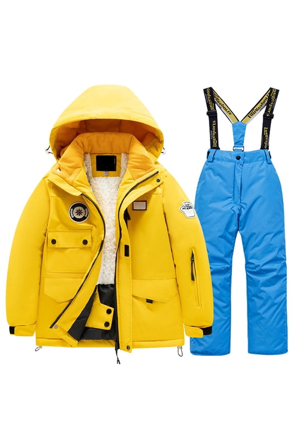 Boys Ski Suit Warm Jacket and Pants Winter Windbroof Snow Suit, Sizes 4-6