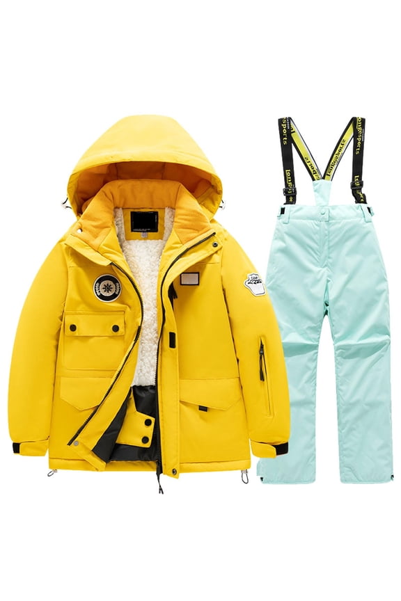 Boys Ski Suit Warm Jacket and Pants Winter Windbroof Snow Suit, Sizes 8-10