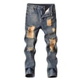 thumbnail image 1 of Kiijoy Boys Distressed Ripped Jeans Streetwear Straight Leg Denim Pants, Sizes 5-14, 1 of 8