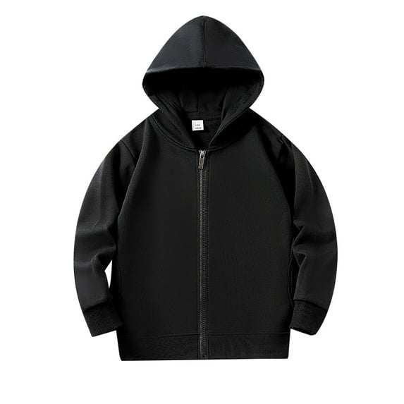 Kiijoy Boys Solid Color Zipper Hoodie Casual Active Hooded Sweatshirt Jacket, Sizes 2-3