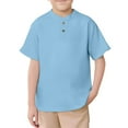 thumbnail image 1 of Kiijoy Boys Solid Short Sleeve Henley T-Shirt Children's Summer Casual T Shirt, Sizes 5-14, 1 of 6