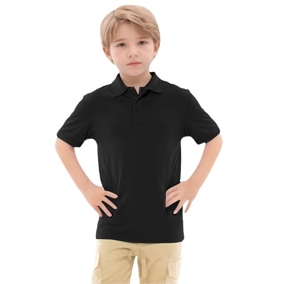 Kiijoy Boys Solid Short Sleeve Polo Shirt Summer Casual Unisex T-Shirt, Sizes 10-11