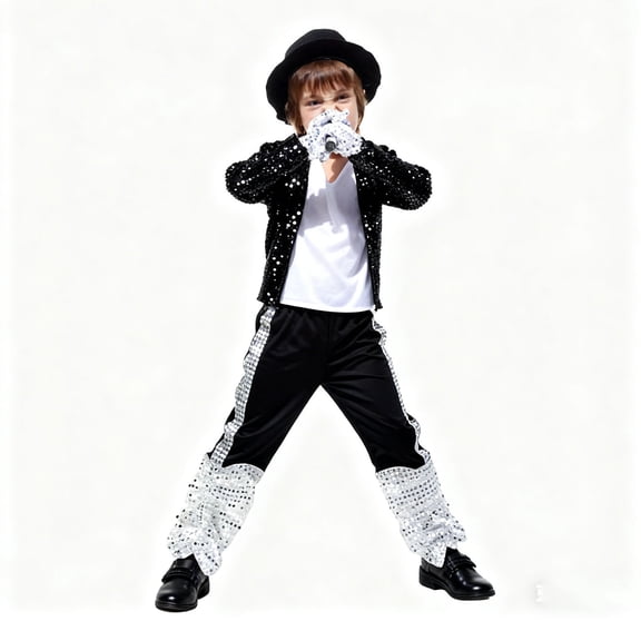 Kiijoy Boys Stage Performance Dance Clothing Outfits Kids Dancewear 5Pcs Set, Sizes 5-6