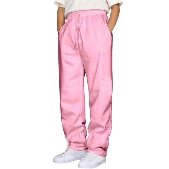 Kiijoy Boys Straight Baggy Sweatpants Drawstring High Waist Joggers Pants, Sizes 5-16