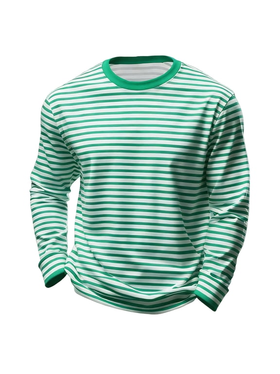 Boys Striped Long Sleeve Crewneck T Shirt Casual Unisex Comfortable Tshirt, Sizes 3-14