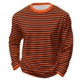thumbnail image 1 of Kiijoy Boys Striped Long Sleeve Crewneck T Shirt Comfortable T-Shirt, Orange, 5-6 Years, 1 of 5
