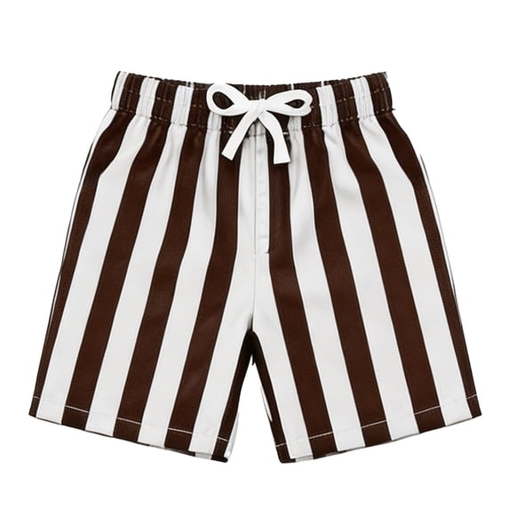 Kiijoy Boys Striped Swim Trunks with Compression Liner Swim Shorts Swimwear, Sizes 2-14