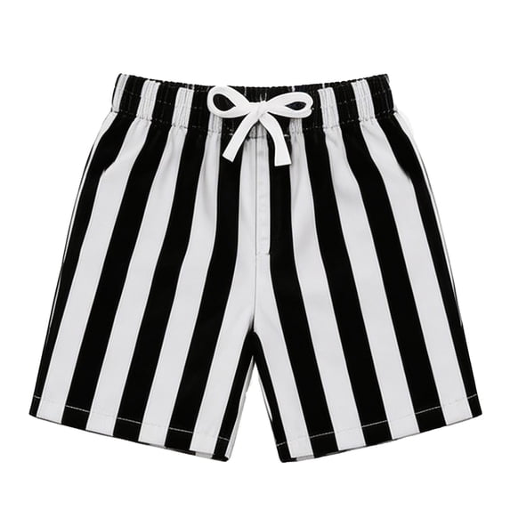 Kiijoy Boys Striped Swim Trunks with Compression Liner Swim Shorts Swimwear, Sizes 2-14