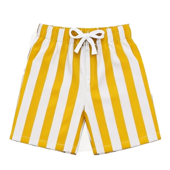Kiijoy Boys Striped Swim Trunks with Compression Liner Swim Shorts Swimwear, Sizes 2-14