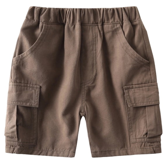 Kiijoy Boys Summer Casual Cargo Shorts Solid Color Breathable Pull On Shorts, Sizes 4-5