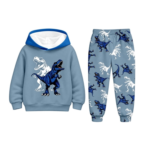 Kiijoy Boys Sweatsuit Dinosaur Graphic Hoodie Jogger Pants Outfits Fall Winter Clothes Set