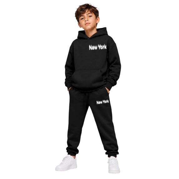 Kiijoy Boys Sweatsuits New York City Graphic Hoodie Jogger Pants Outfits, Size 2-14