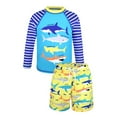 thumbnail image 1 of Kiijoy Boys Swimsuit Shark Print Long Sleeve Swim Shirt & Shorts Bathing Suit, Sizes 3-7, 1 of 8