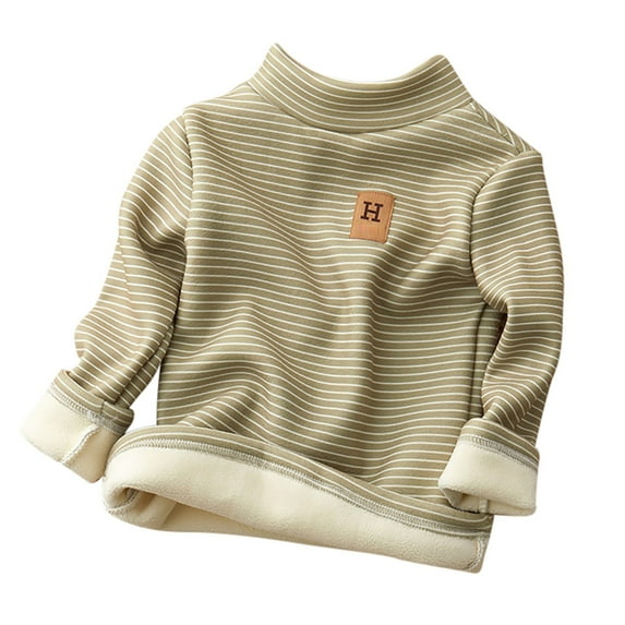 Kiijoy Boys Thermal T-Shirt Striped Long Sleeve High Neck T-Shirt Undershirt