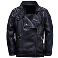 thumbnail image 1 of Kiijoy Boys Trendy Pu Leather Jacket Spring Fall Zipper Coat Outerwear, Black, 9-10 Years, 1 of 8