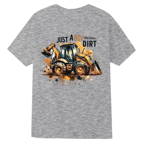 Kiijoy Boys Tshirt Casual Graphic Tee Short Sleeve Round Neck T-Shirt, Grey, Sizes 8-9