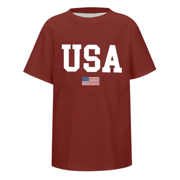 Kiijoy Boys USA 250Th Anniversary T Shirt Independence Day Short Sleeve Tshirt, Sizes 2-13