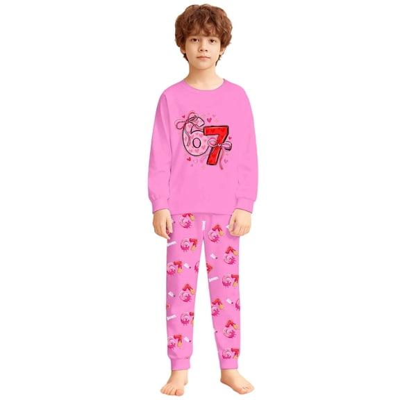 Kiijoy Boys Valentine's Day Pajamas Long Sleeve Top Pants Toddler Sleepwear Set, Sizes 2-10
