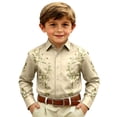 thumbnail image 1 of Kiijoy Boys Western Cowboy Shirt Flower Embroidery Long Sleeve Button Up Shirt, Sizes 4-13, 1 of 3