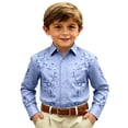 thumbnail image 1 of Kiijoy Boys Western Cowboy Shirt Flower Embroidery Long Sleeve Button Up Shirt, Sizes 4-13, 1 of 3