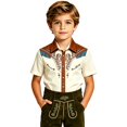 thumbnail image 1 of Kiijoy Boys Western Cowboy Shirt Short Sleeve Button Down Shirt Top, Beige, 9-10 Years, 1 of 3
