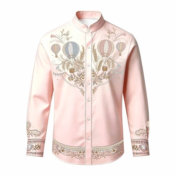 Kiijoy Boys Western Long Sleeve Cowboy Shirt Casual Button Down Shirt Top, Pink, 13-14 Years