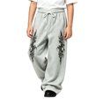 thumbnail image 1 of Kiijoy Boys Wide Leg Sweatpants Trendy Graphic Loose Straight Pants, Grey, Sizes 4-15, 1 of 4