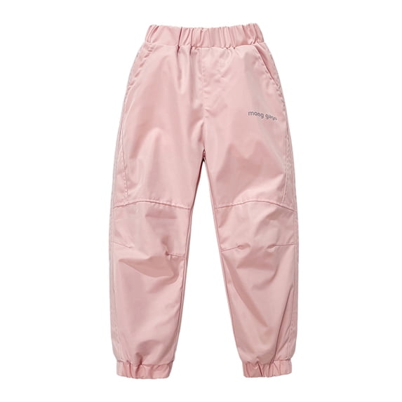 Kiijoy Boys Windproof Hiking Pants Casual Outdoor Sports Pull On Trousers, Pink, Sizes 8-9