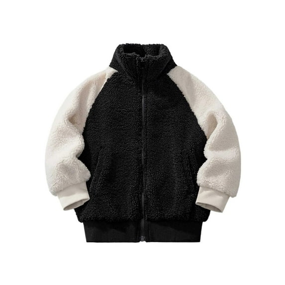 Kiijoy Boys Winter Jacket Colorblock High Neck Outerwear Kids Warm Coat, Sizes 9-10