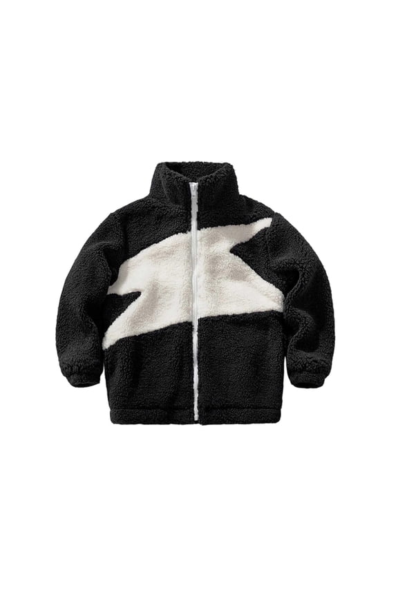 Boys Winter Jacket Lamb Fleece Warm Coat Zip Up Stand-Up Collar Outerwear, Sizes 8-9