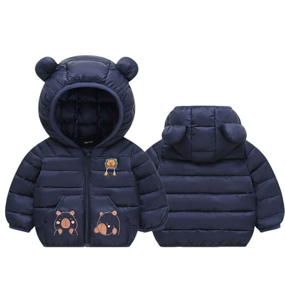 Kiijoy Boys Winter Padded Coat Cartoon Hooded Puffer Jacket Zip Up Outerwear, Sizes 18-24M
