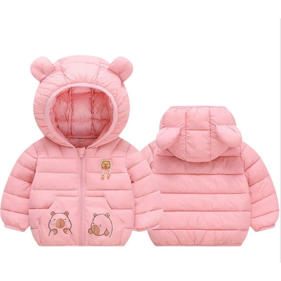 Kiijoy Boys Winter Padded Coat Cartoon Hooded Puffer Jacket Zip Up Outerwear, Sizes 18-24M