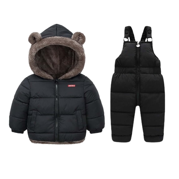 Kiijoy Boys Winter Thermal Snowsuit Padded Overalls with Jacket Warm Outfits, Sizes 2-5T