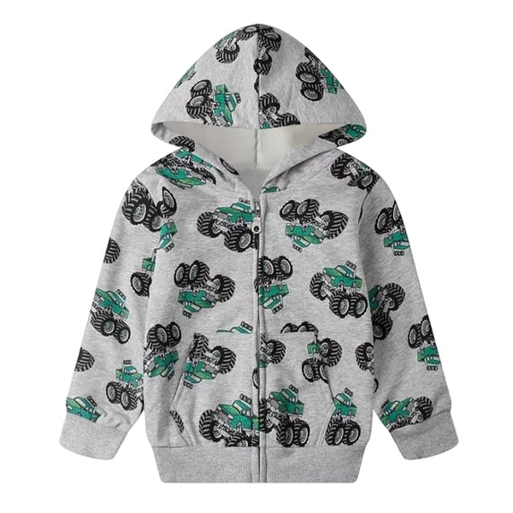 Kiijoy Boys Zip Up Hoodie Fall Casual Active Hooded Sweatshirt Jacket, Green, Sizes 3-14